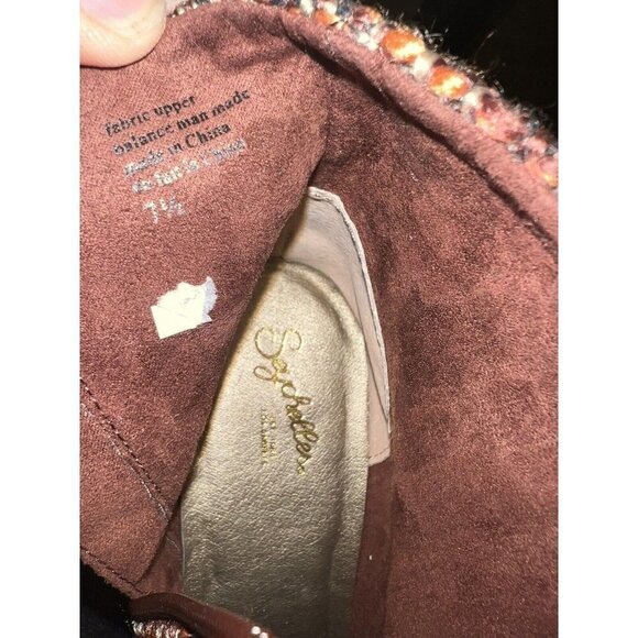 Seychelles Tweed Corduroy Ankle Boots In Whiskey 3" Block Heel Size 7.5 NEW - Picture 9 of 9